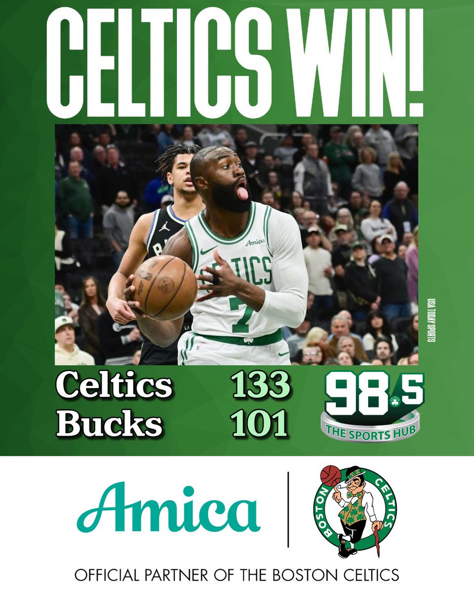 Celtics win in Milwaukee tonight. Jaylen Brown leads the way with 26 points in the win

#amicapartner