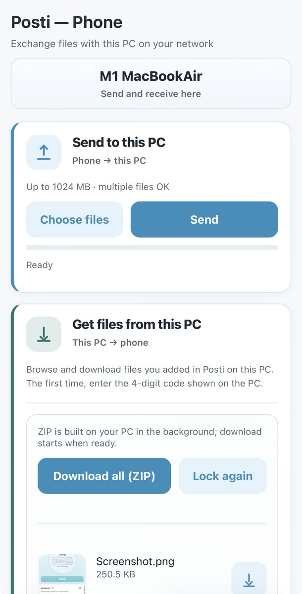toecheese's tweet image. A cross-platform AirDrop alternative.

Send files between Mac / Windows / smartphones
with simple drag &amp;amp; drop.

A lightweight tray app
“Posti” is now available 📮
snaplab-app.com

#FileSharing #AirDrop #Windows #Mac #iPhone