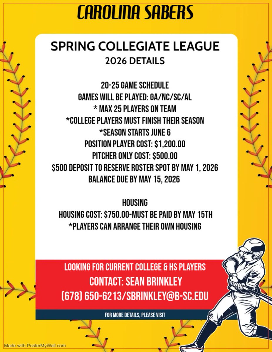 TracyDavis17424's tweet photo. Carolina Sabers Collegiate Summer Team Details! https://t.co/paR3Tvs2uP