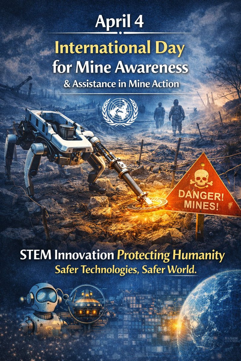 narottamsahoo's tweet image. Every year 4th April is observed as the International Day for Mine Awareness and Assistance in Mine Action since 2007 - a powerful reminder of how #science and #technology can save #lives.

From #robotics and #AI-driven detection to advanced protective systems, #STEM innovations