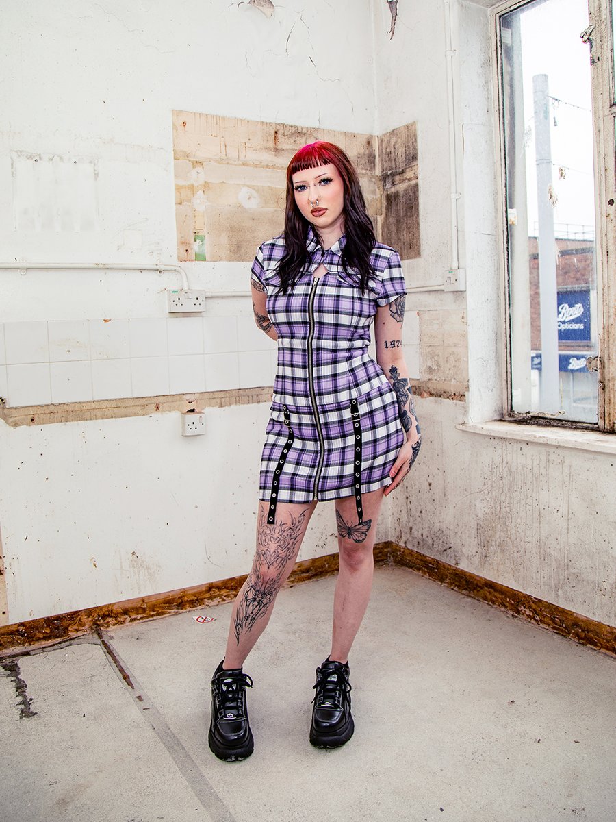 BlueBananaUK's tweet image. Just a little check attitude!!!! The Banned Alternative Rebel check mini dress doing what it does best.

#altfashion #minidress #inked #rebel#attitude
