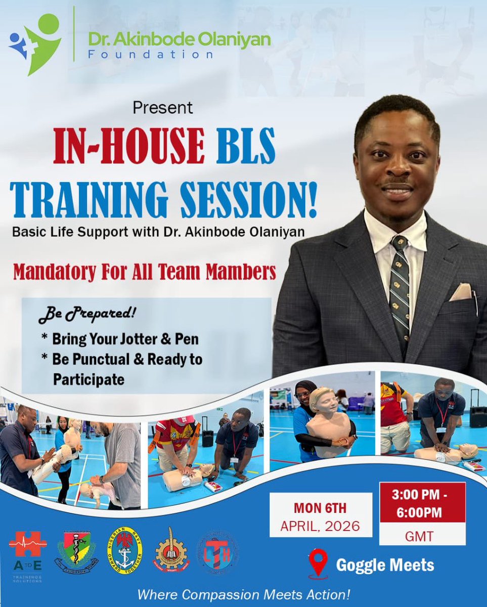 DAOFoundation_'s tweet photo. 🚨 Internal BLS Training
Strengthening our team and reinforcing lifesaving skills.
📅 April 6
⏰ 3–6 PM GMT
📍 Google Meets
#DAOFoundation #BLS #SaveALife https://t.co/Av0SShhwJh