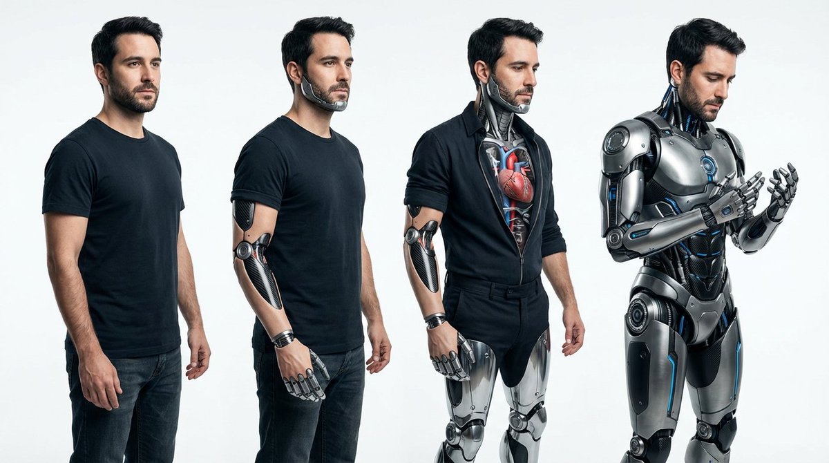 SametEgesoy's tweet photo. Yeni Blog Yazım: Cyborg Olmaya Doğru: İnsan Olarak Doğup İnsan Olarak Ölecek Son Nesil Biz Olabilir miyiz?

İnsan vücudu parça parça değiştirilebilir hale gelirse, “sen” ne zamana kadar sensin? 
https://t.co/J6oJFEL8WE

#Cyborg #Transhumanizm #YapayZeka #Nöroteknoloji https://t.co/yi3j2MMx8t