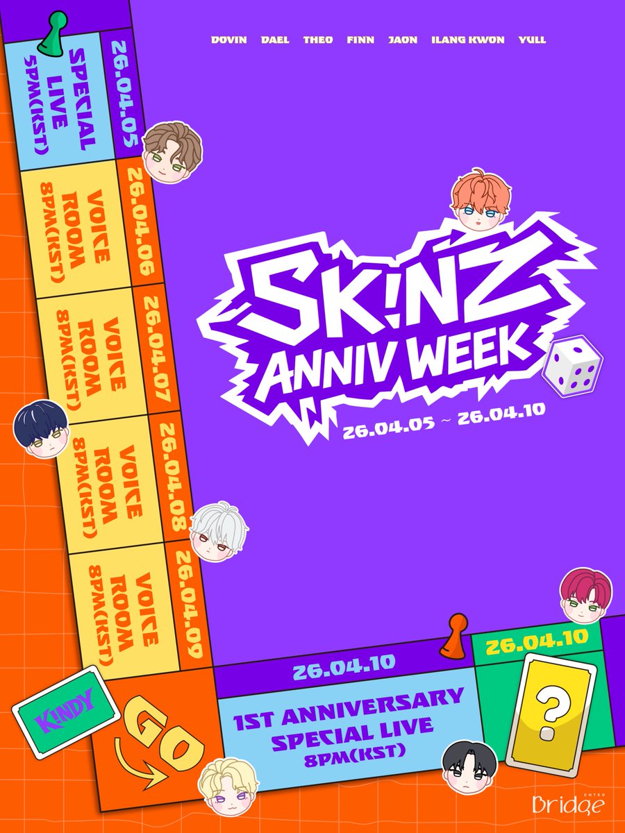 SKINZ__official's tweet photo. 2026 #SKINZ_ANNIV_WEEK

SKINZ 1st Anniversary
TIME TABLE

A week to celebrate
the moments we made together.

자세한 스케줄은 아래 링크에서 확인해 주세요.
https://t.co/ckVvMYfRNi

#SKINZ #스킨즈 #SKINZ_1st_Anniversary https://t.co/79uu9OdwJ0