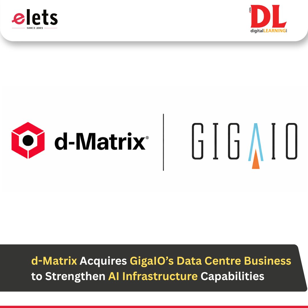 dl_magazine's tweet photo. d-Matrix has acquired the data centre business of GigaIO in a strategic move to enhance its capabilities in rack-scale AI infrastructure and low-latency inference systems.

Read More: https://t.co/WXgkf5h7qh

#dMatrix #GigaIO #TechAcquisition #StrategicMove https://t.co/8tzffkZgJw