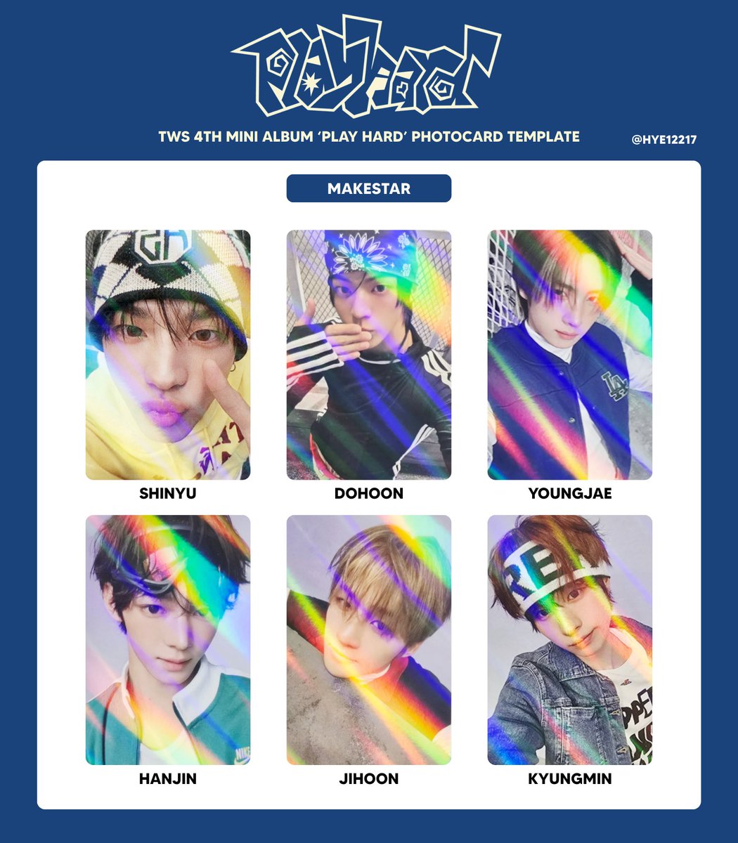 TWS 4TH MINI ALBUM 'PLAY HARD' PHOTOCARD TEMPLATE MAKESTAR PLAY