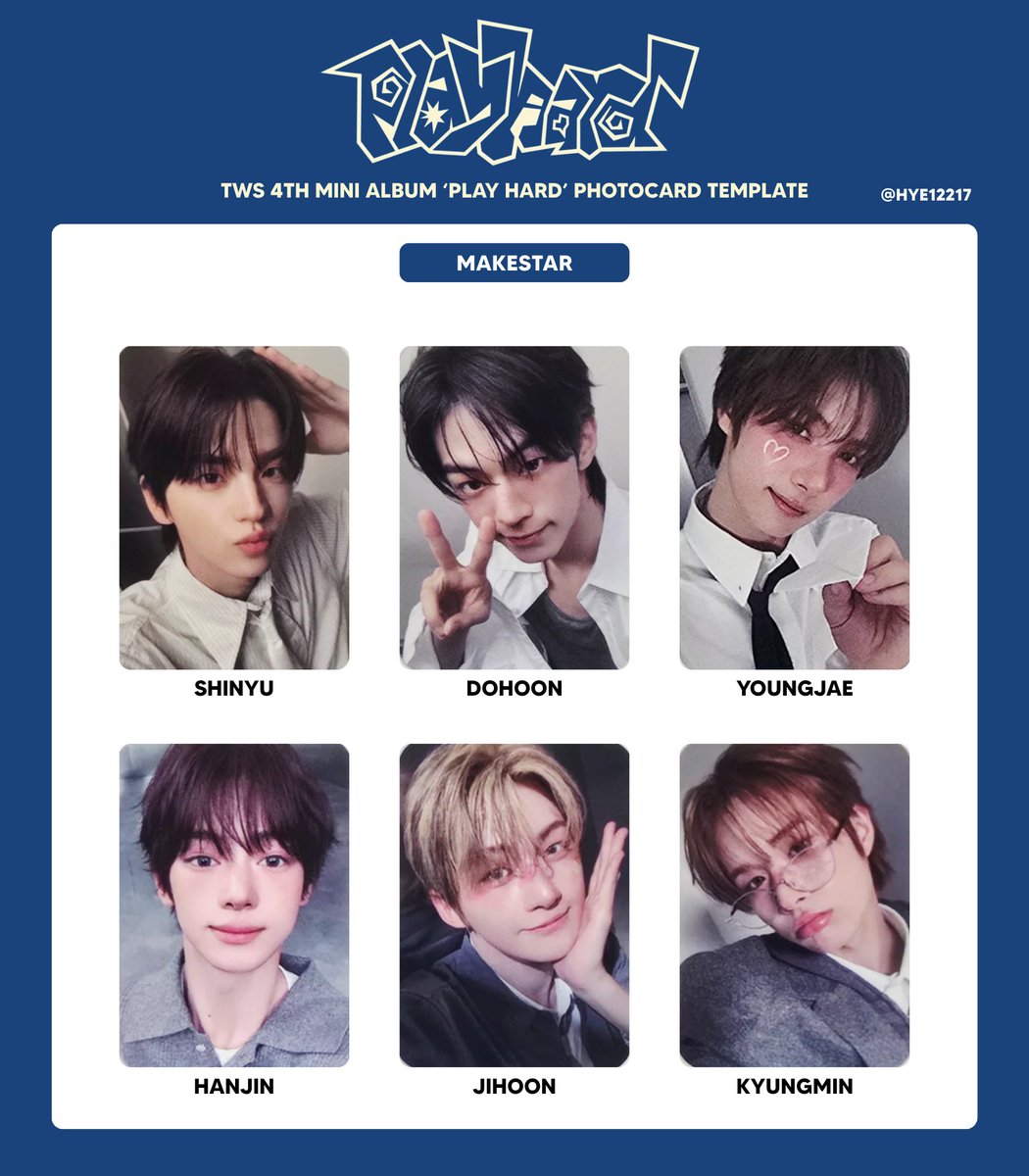 TWS 4TH MINI ALBUM 'PLAY HARD' PHOTOCARD TEMPLATE MAKESTAR PLAY