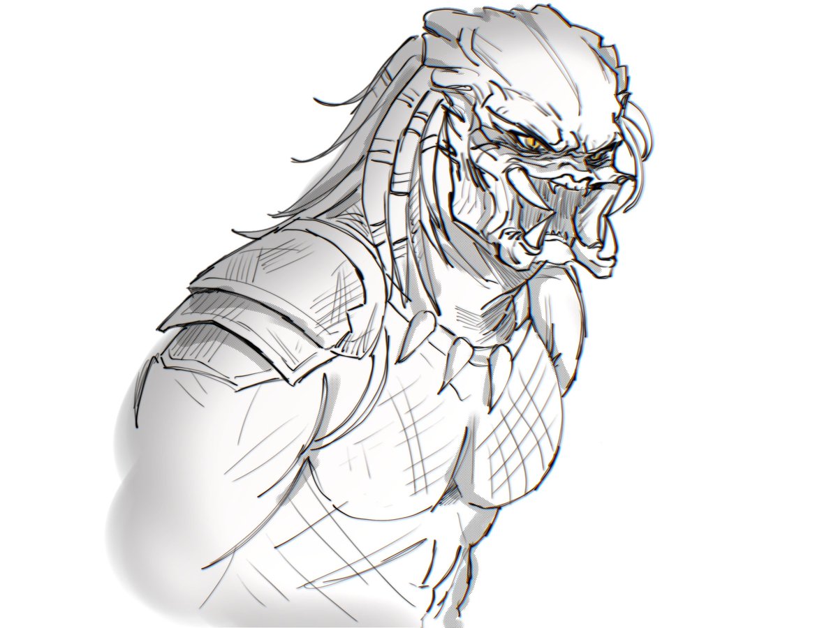 s1nslut's tweet image. idk quick sketches to try &amp;amp; get out my artblock #yautja #predator