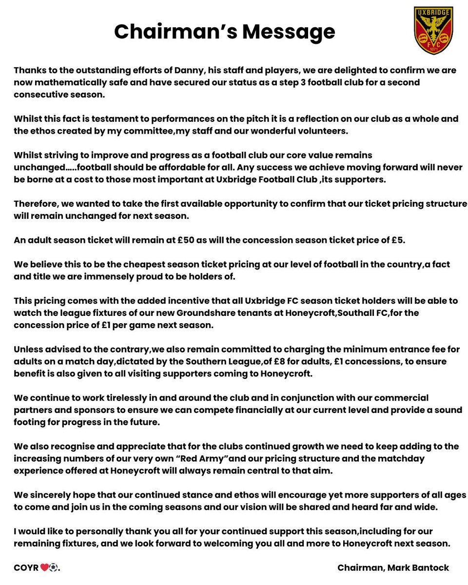Uxbridge Football Club tweet media