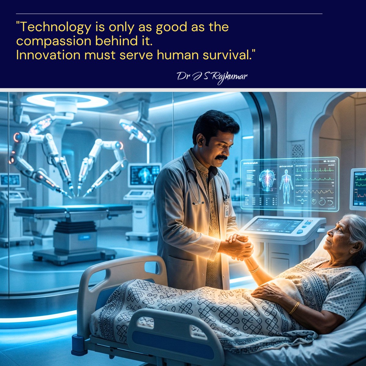 DrJSROfficial's tweet image. "Technology is only as good as the compassion behind it.
Innovation must serve human survival."

— Dr J S Rajkumar

#HealthcareInnovation #CompassionInCare #FutureOfMedicine #medicaltechnology #drjsr