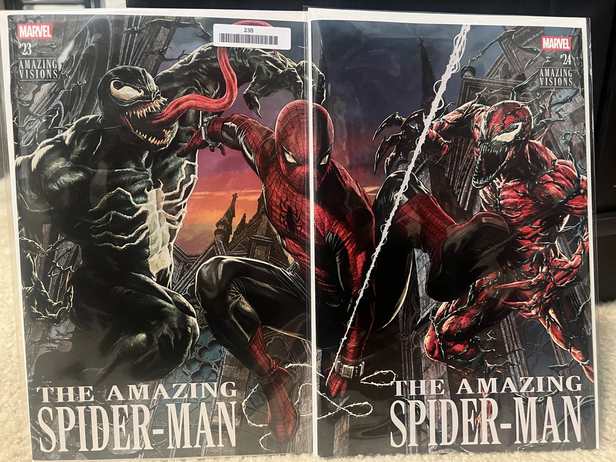 MarkdmfMan's tweet photo. Glad I backordered to connect this image #Marvel #Spiderman #Venom #Carnage https://t.co/oJi0xKIzxM