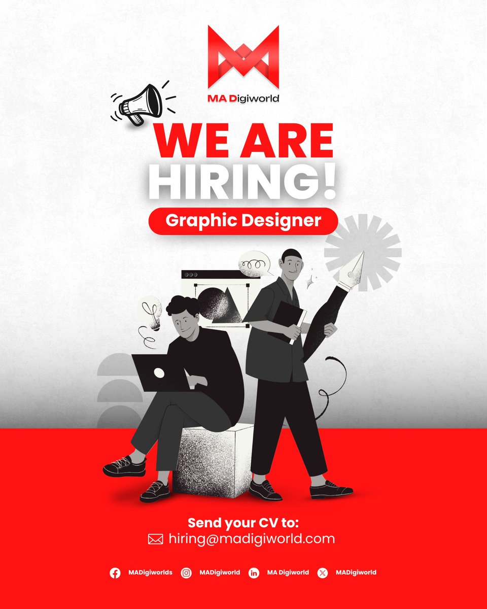 MADigiworld's tweet photo. We’re Hiring! 🎨
MA Digiworld is looking for a creative Graphic Designer who can turn ideas into stunning visuals.
If you have a passion for design and creativity, we’d love to see your work.

Create something amazing with us!
Drop you resume
hiring@madigiworld.com
#graphicdesign https://t.co/Vz1Uy9tFC6