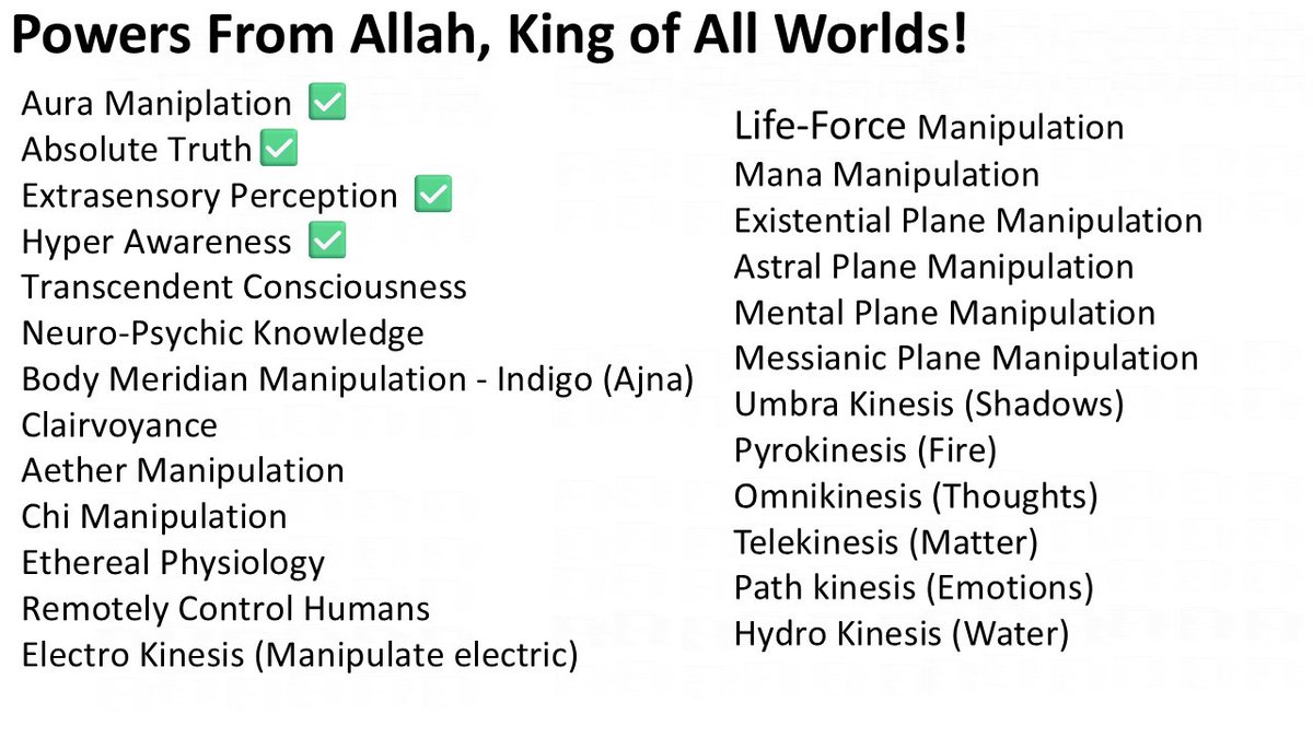 Assalamualaikum warahmatullahi wabakatuh. 

Since now my powers are manifesting and my mind can start to believe things people say "illogical" or crazy, now I can ask in bulk instead of one by one!

Allah's bounties are endless! Allah is Great! 
Allah is the Best! Allah is King!