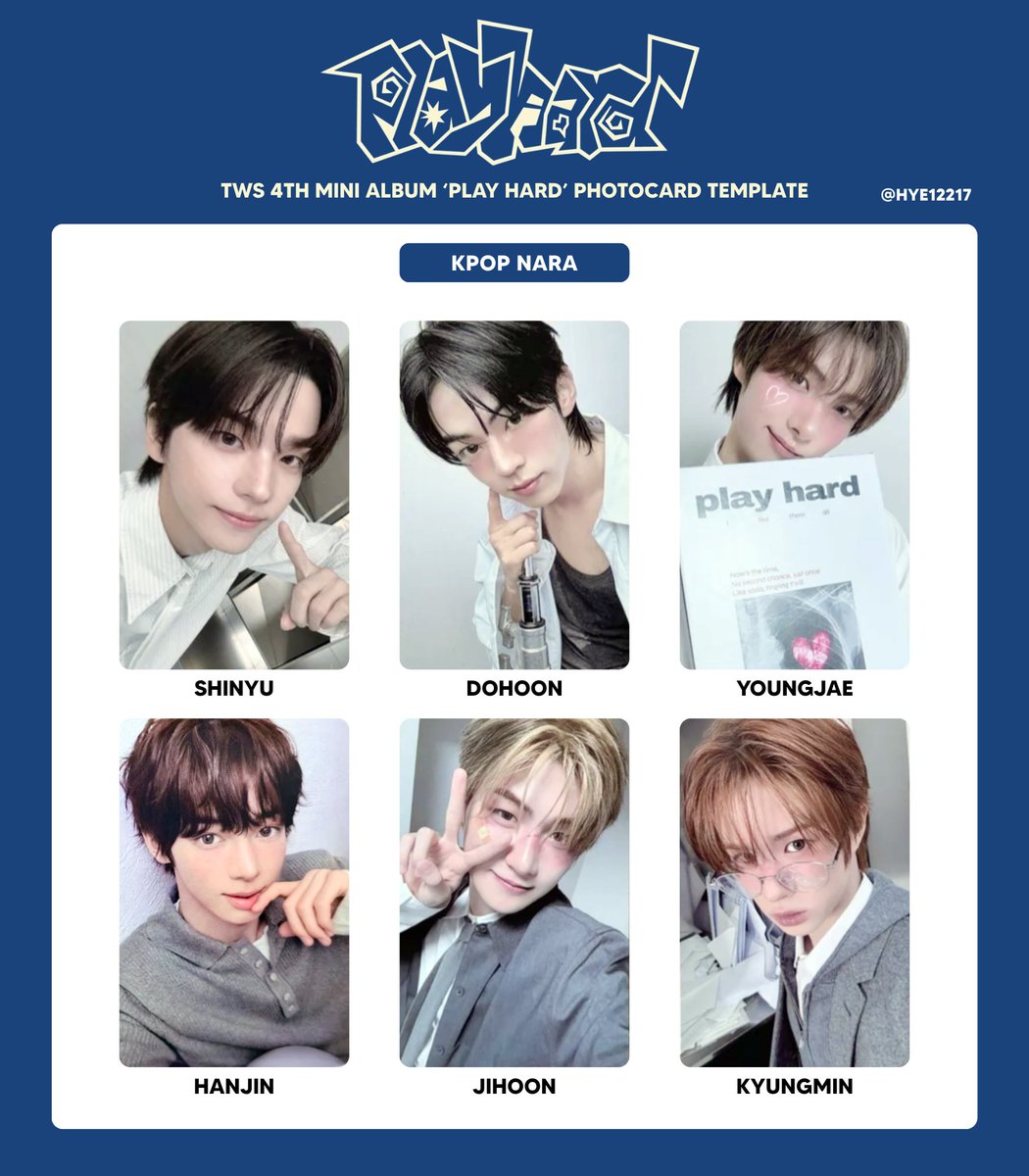 TWS 4TH MINI ALBUM 'PLAY HARD' PHOTOCARD TEMPLATE B&N / GRNERAL