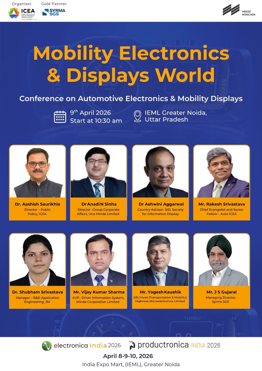 electronic40200's tweet photo. The future of automotive innovation is being driven by cutting-edge electronics and intelligent display technologies—and Mobility Electronics &amp; Displays World brings this transformation to the forefront.

Register Now: https://t.co/Q5GVZ9CmL7 https://t.co/18kx9eY933