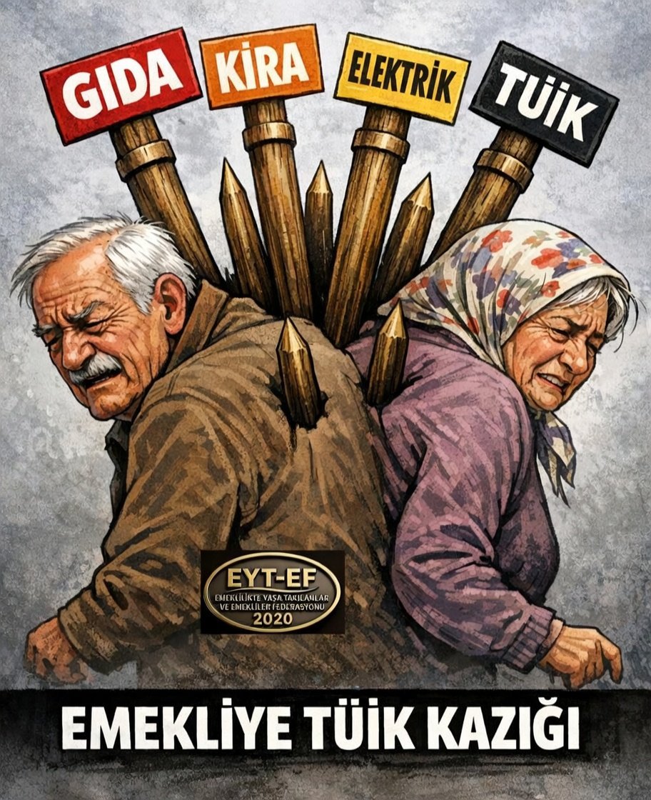Emeklinin maaşı
Çarşıya,pazara,mutfaktaki yangına göre değil
#tüik’in makyajlı verilerine göre ezdirilmektedir!

Bırakın ay sonunu
Hafta sonunu dahi getiremeyen #Emekli ye bu düpedüz TÜİK kazığıdır!

#EmekliyeTüikKazığı
#Eytde5000KısmiKazığı
<a href="/isikhanvedat/">Prof. Dr. Vedat Işıkhan</a> Singo Deniz Seki 
Buhar