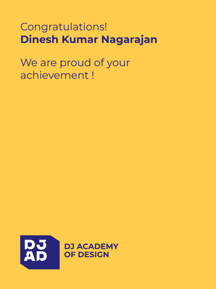 DJADdesign's tweet photo. Congratulations to Dinesh Kumar Nagarajan, Faculty – Industrial Design at DJAD, on winning the Best Designer Award at the Global Freelancers Festival 2026.
Your achievement inspires our students and reflects the excellence we strive for every day.
 #ProudMoment #IndustrialDesign https://t.co/tcGt2NjECt