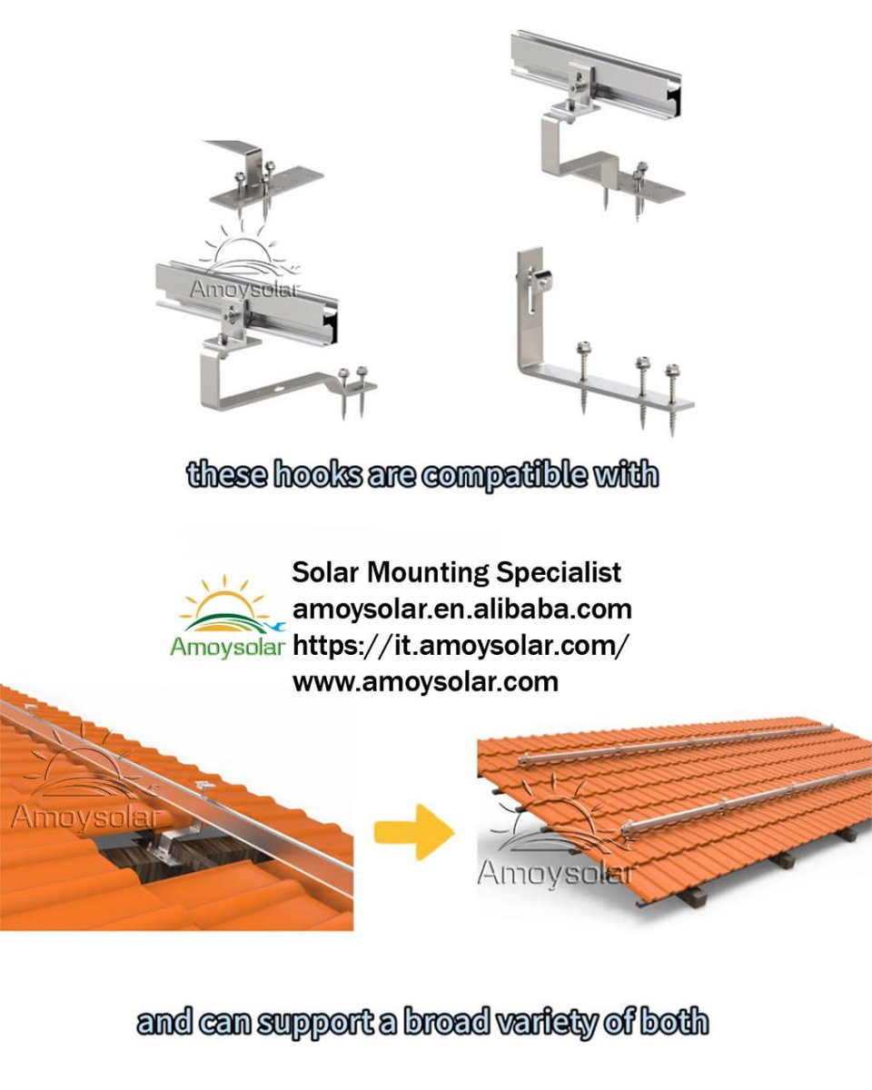 amoysolar2's tweet image. Complete Tile Roof Hook Collection for Every Installation Need!
From flat tiles to Spanish-style roofs, our Amoysolar roof hook collection is engineered to tackle any challenge. 
#SolarTileHook #RoofMountingSystem #Amoysolar #TileRoofSolar #Solar #RenewableEnergy