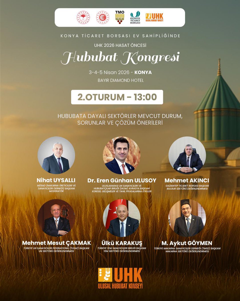 gunhanulusoy's tweet photo. UHK 2026 Hasat Öncesi Hububat Kongresi
@UHKonseyi https://t.co/NjLTmuXwYP