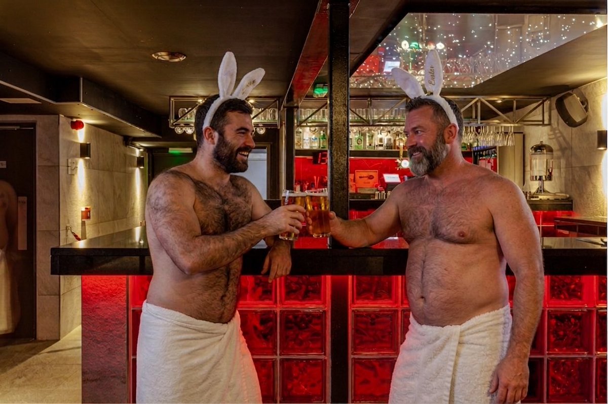 PleasuredromeUK's tweet photo. Pleasuredrome Spa Bar is open all Easter long—turn up the heat, unwind, and play your way.🔥🐰

#Pleasuredrome #GayEaster #GaySpa #Bar https://t.co/TspGrfMAPR
