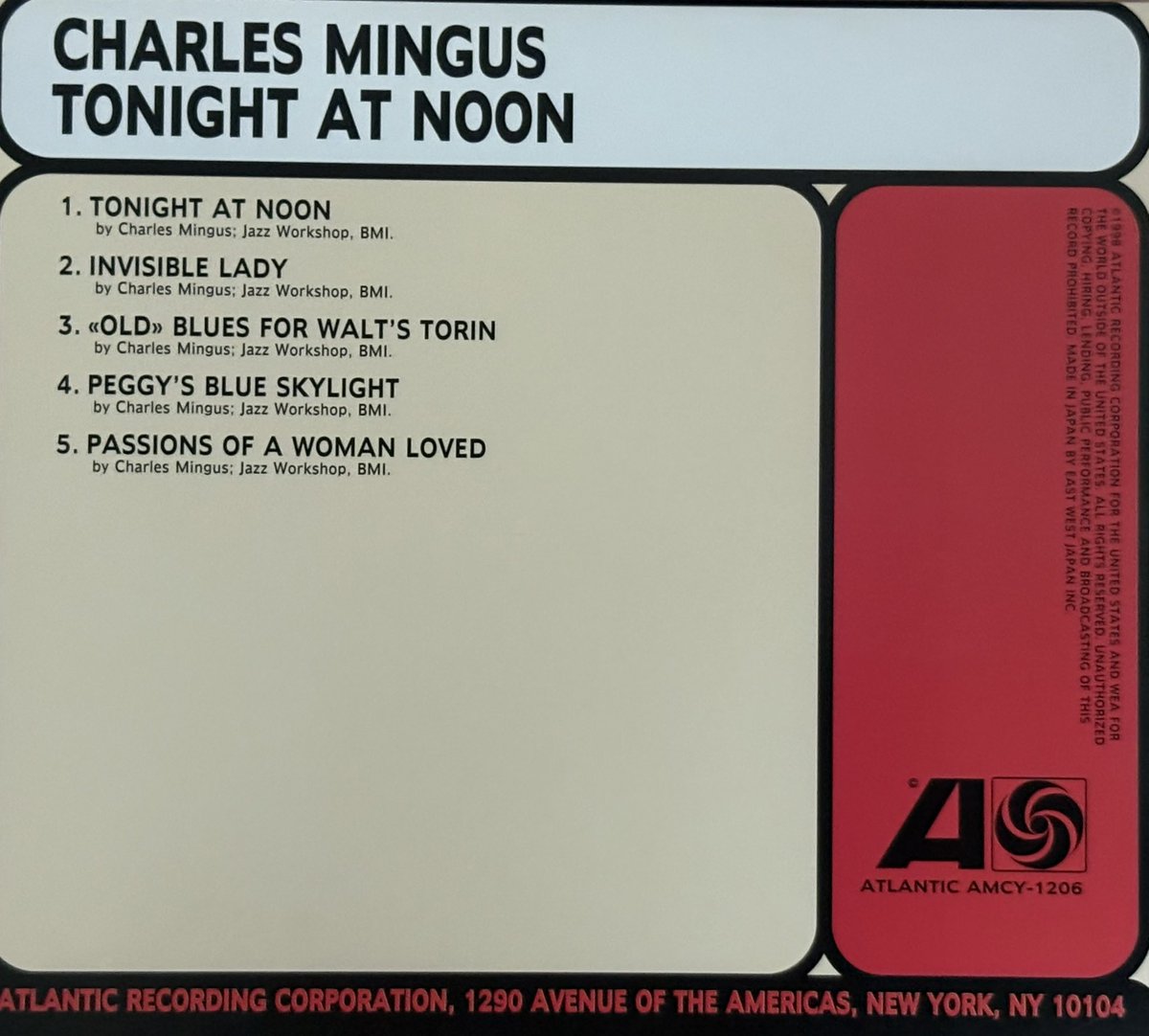 OM7341861341855's tweet photo. Charles Mingus - Tonight At Noon (1957) https://t.co/6OVNmuRwuU
C.ミンガスのリーダーアルバムは殆ど聴いていないが、何故か選んだ1枚。2枚のアルバムの未発表テイクで構成。初聴き
"tonight at noon"/Charlie Mingus(1957年3月、1961年11月録音)
#CharlieMingus
#JimmyKnepper
#DannieRichmond https://t.co/ZIFP0Ow69l