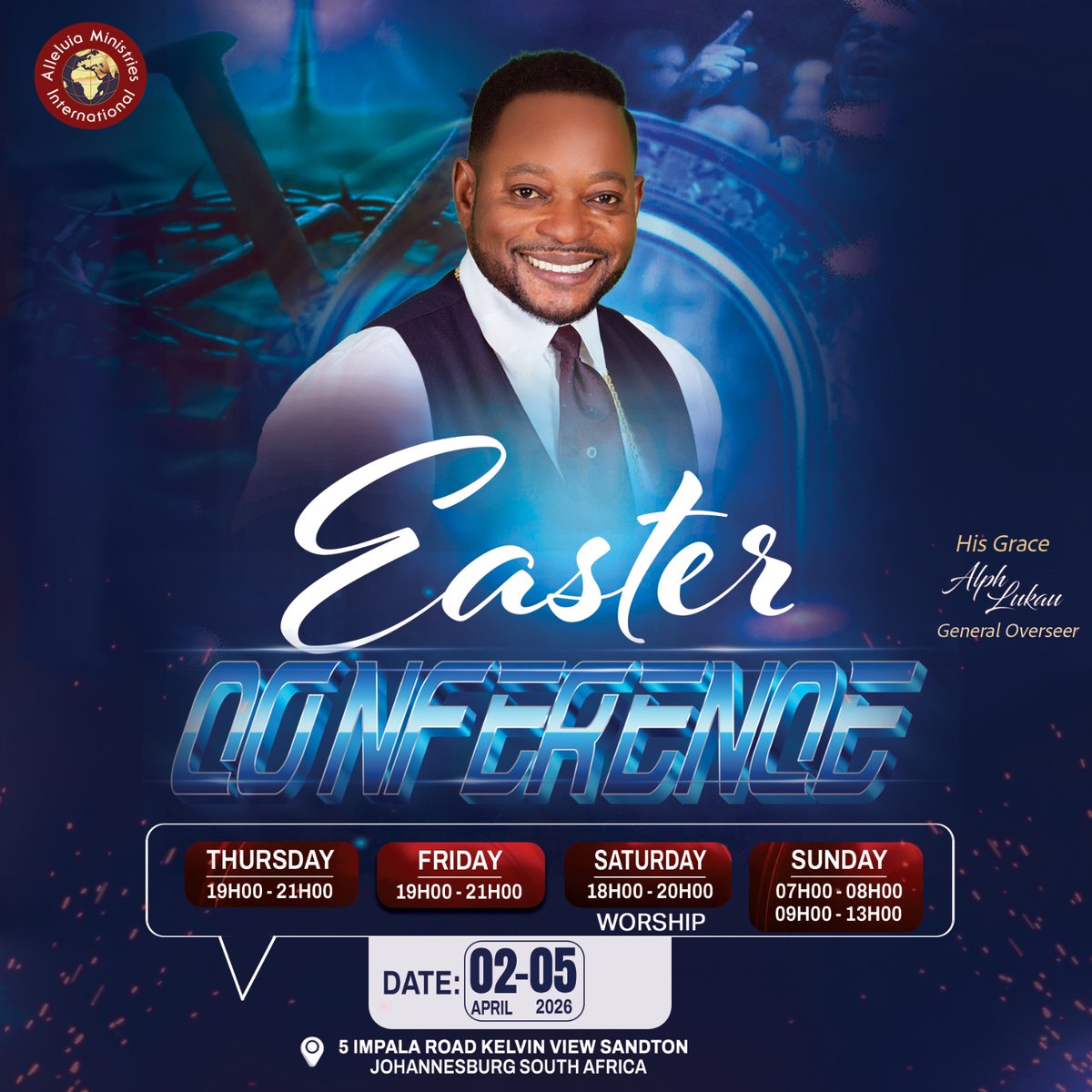 AlphLukau's tweet image. Come and join us at 5 Impala Road Kelvin View Sandton at 6pm for Day 3 of our Easter Conference.
Because Christ won - YOU WIN!
#easter #joinus 

We will also be LIVE on Facebook, AMI TV &amp;amp; Youtube
youtube.com/@PastorAlphLuk…