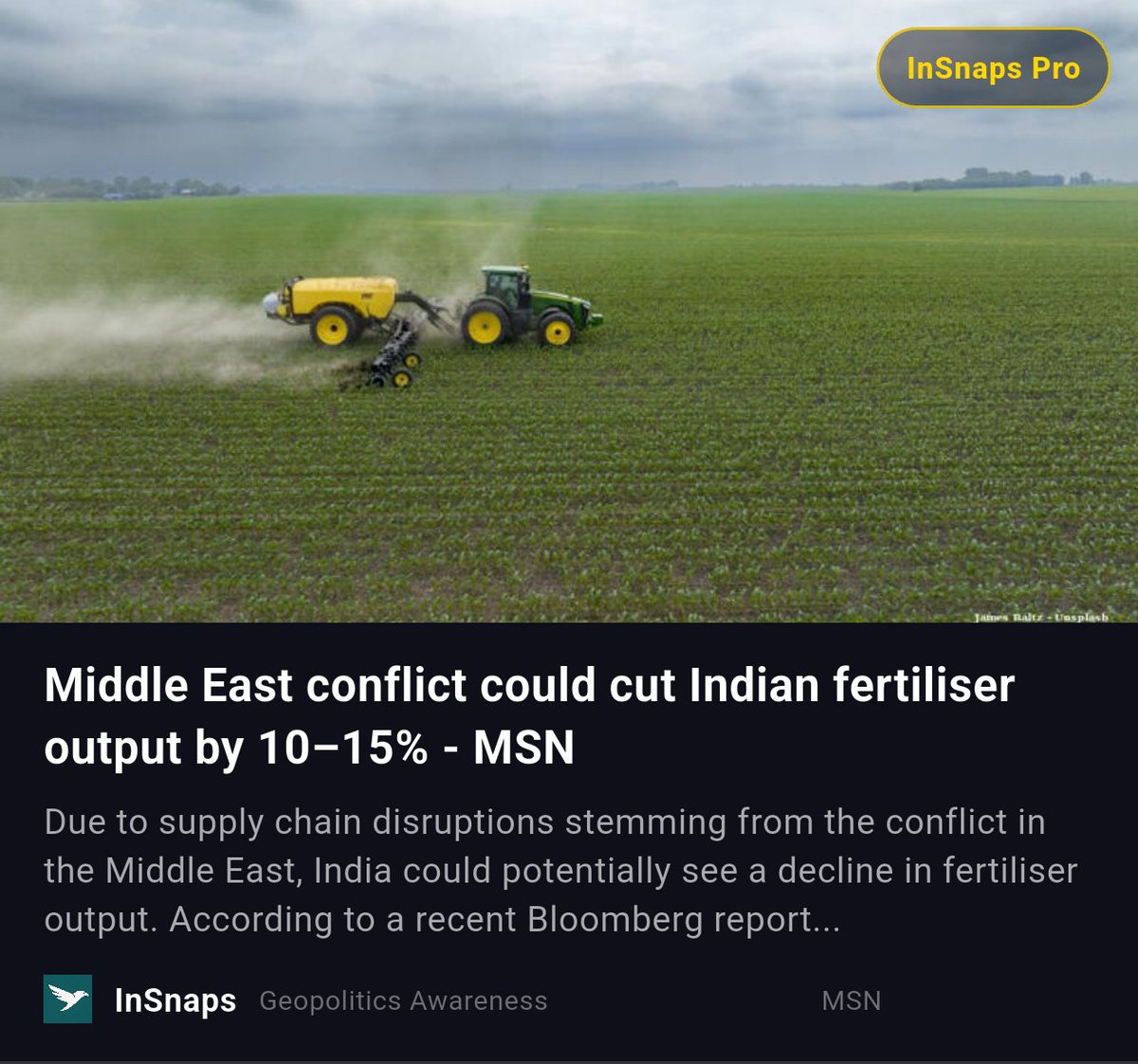BuildWtPrakhar's tweet image. Middle East conflict could cut Indian fertiliser output by 10–15% - MSN

Shared Via InSnaps App: credibletechnologies.in/a/L_9YmRB4tm9A…

#Msn #Conflict #India #East #Indian #Geopolitics