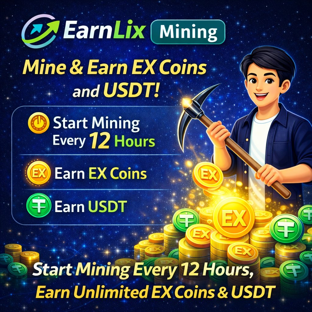 EarnlixApp's tweet photo. 🚀 Start EarnLix Mining Today!

⛏️ Mine every 12 hours
💰 Earn EX Coins &amp; USDT
🔥 Unlimited earning opportunity

👉 Sign-up: https://t.co/AG9vtG3eYG

#EarnLix #Mining #EarnOnline #USDT #PassiveIncome #Crypto #EXCoins https://t.co/BGJLBRy1wO