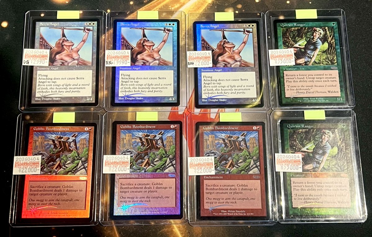 MtgSalon's tweet photo. 🔴MTGサロン 東京 新宿🔴
セラの天使/Serra Angel 旧枠FOIL
ゴブリンの砲撃/Goblin Bombardment 旧枠FOIL
クウィリーオン・レインジャー/Quirion Ranger 旧枠FOIL
入荷しました
#mtgjp #mtg #mtgsalon #mtgサロン #新宿 #tokyo https://t.co/AwRLFZNDiX
