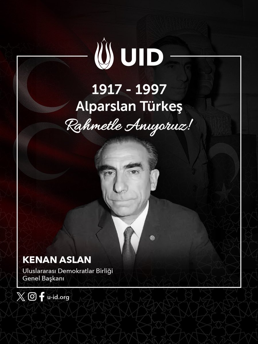 Milliyetçi Hareket Partisi Kurucu Genel Başkanı, milletine, bayrağına, ülke ve ülküsüne sevdalı kıymetli dava adamı Alparslan Türkeş'i vefatının yıl dönümünde rahmet ve saygıyla anıyorum. 

Mekânı cennet olsun.

#AlparslanTürkeş #ÜlkücüHareket #MHP