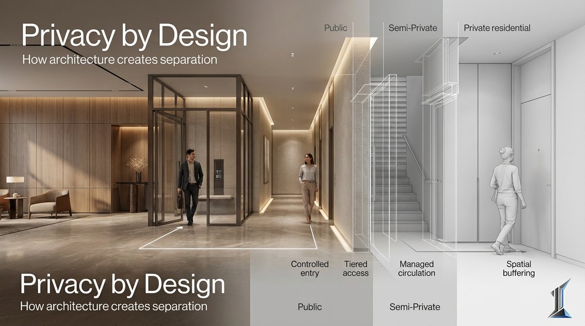 Imajineerkh's tweet image. Privacy in buildings is created through design — private entrances, tiered access, and controlled circulation reduce overlap and boost comfort. Learn more: wix.to/hW9N50Z

#PrivacyByDesign #Architecture