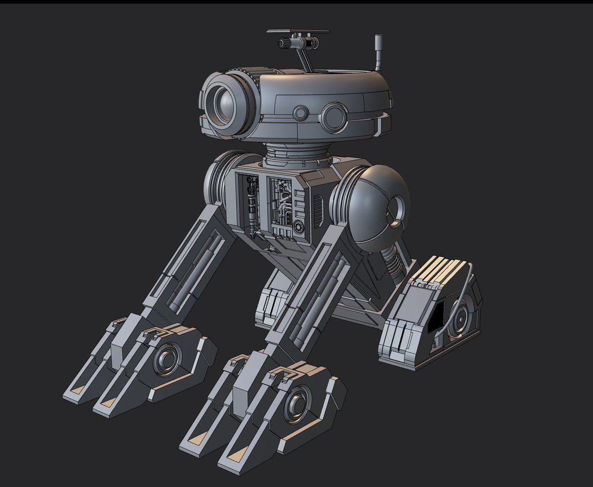 CodyWScott's tweet photo. Day 5 of Modeling T3-M4 from Star Wars: Knights of The Old Republic in plasticity. I might have one to 2 more days on this before exporting for low poly clean up and UVs https://t.co/x74gu8mLup