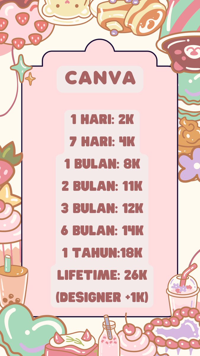akuu adaa kaa canvanya, fast wa yuu kaa sat set✨️🌷 full garansi &amp; since 2022 

Wa: wa.me/6285603907513
Pay: All e-wallet &amp; Qris