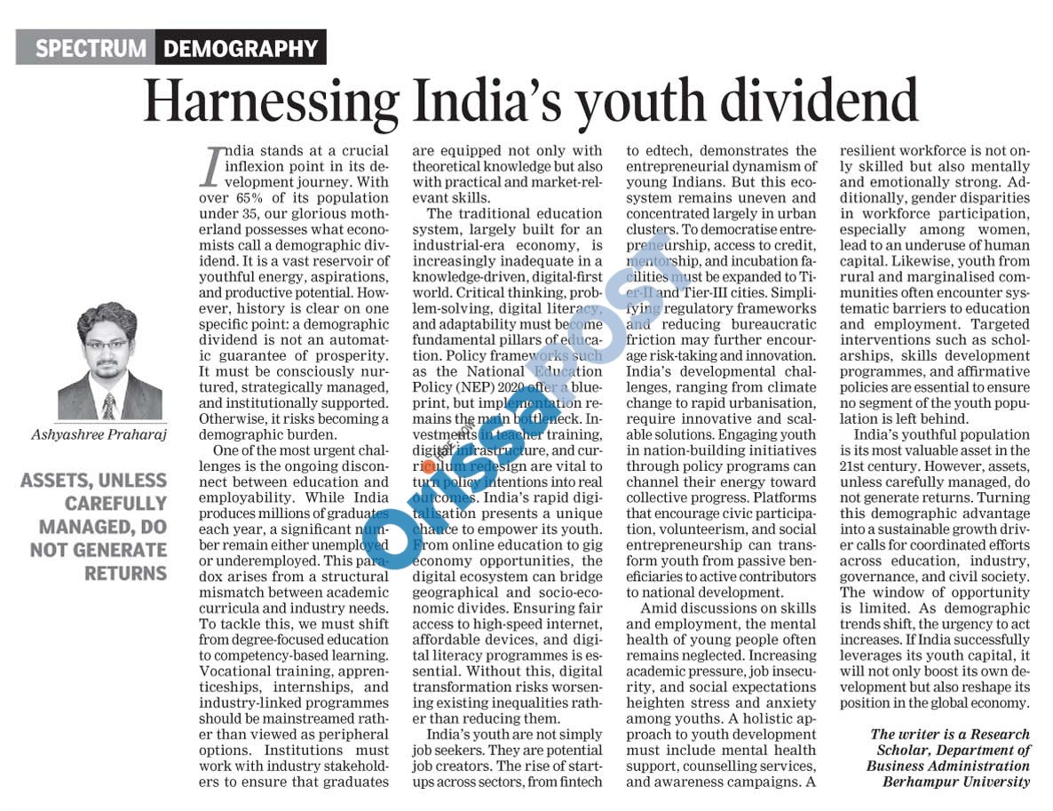 ashyashree's tweet photo. This article examines how India can strategically utilise its extensive youth population to foster sustainable growth. The full article is available at https://t.co/nYDVQk66Dj.

Vande Mataram...
#India #Bharat #Indian #YouthEmpowerment #YouthLeadership #Leadership #youth https://t.co/WZnhBtTcou