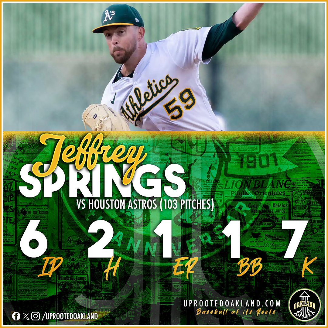 uprootedoakland's tweet image. Jeffrey Springs turned in what might have been his best outing in the Green &amp;amp; Gold to kick off the West Sacramento Home Opener. 🔥 #Athletics #OpeningDay