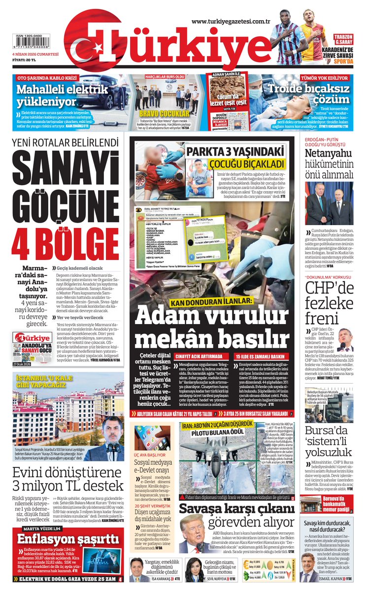 🗞️Bugünün #TürkiyeGazetesi

SANAYİ GÖÇÜNE 4 BÖLGE

Marmara’daki sanayi Anadolu’ya taşınıyor. 4 yeni sanayi koridoru devreye girecek

turkiyegazetesi.com.tr/ekonomi/yeni-r…