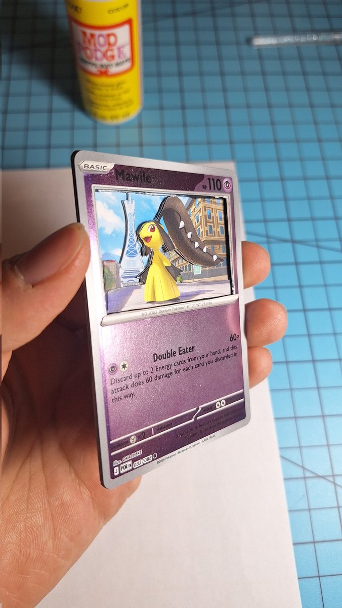 PUN_Blade's tweet photo. Thank you @okacheke for the amazing Mawile card in Pokemon TCG Perfect Order! I decided to finally do the 3D card project and this could not have been a better choice :D 
(It's not perfect but it looks really nice) https://t.co/zIqgBK4pFJ