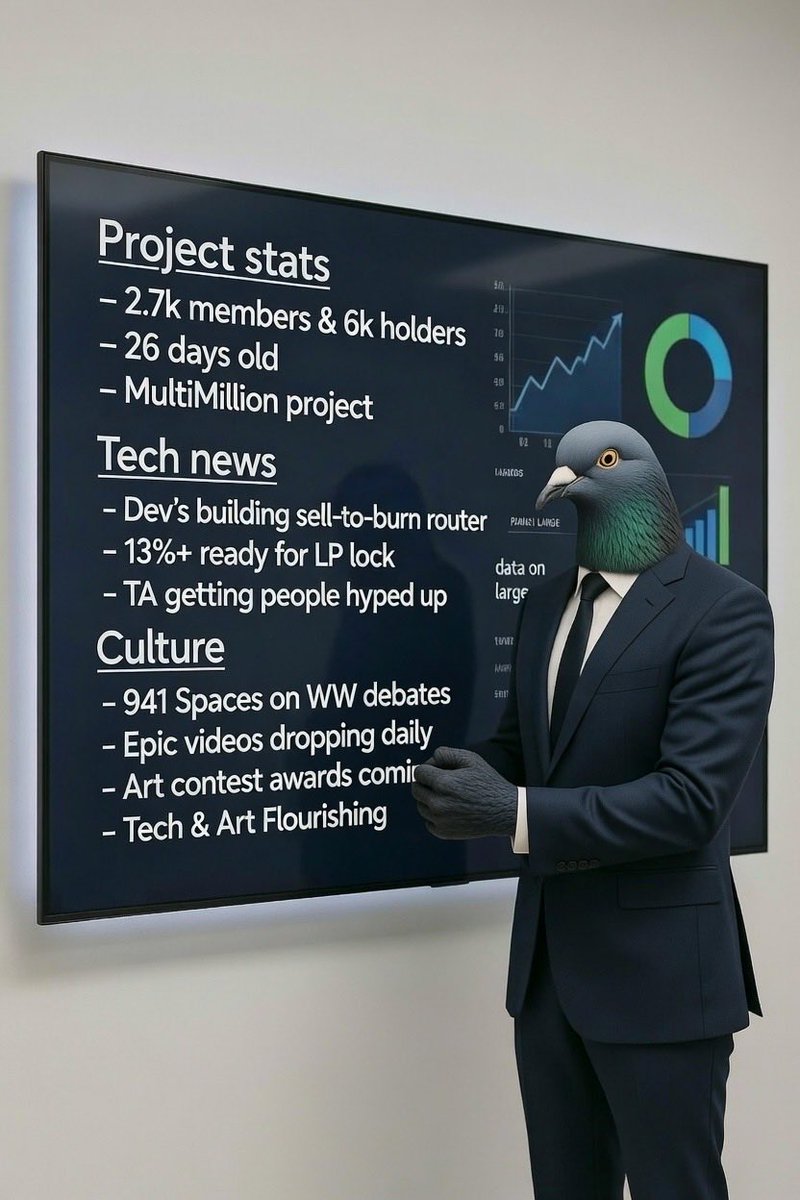 dukeofmomoney's tweet photo. First pick was March 3rd, 2nd is today

$Pigeon one month ago was impressive

But the growth in community, team, and tech is staggering for just 1 month and only weeks after initial run up

Cult status: Legendary https://t.co/ES7UOZ0OwP