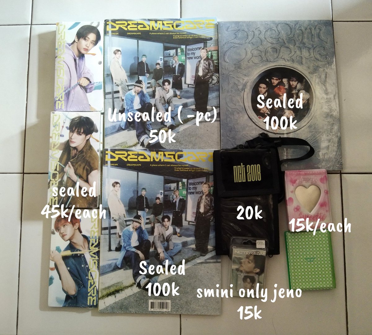 wts // want to sell

aab album nct dream sealed &amp; unsealed 

• album realcity
• album smoothie
• album vertical flip 
• smini jeno

🏡 Jatim
✅ inc all
✅ good con
📌 first pay first get
t. wts album dreamscape nct dream Mark renjun jeno haechan jaemin chenle jisung