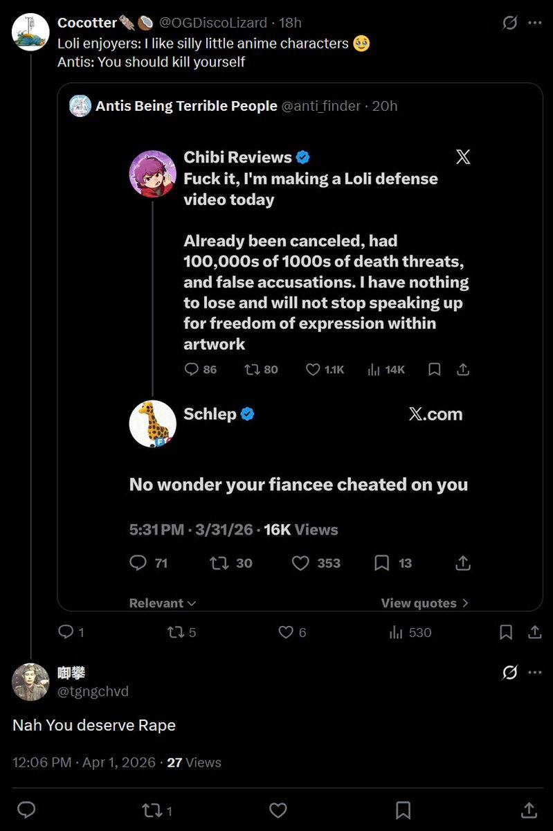 Antis Being Terrible People tweet media