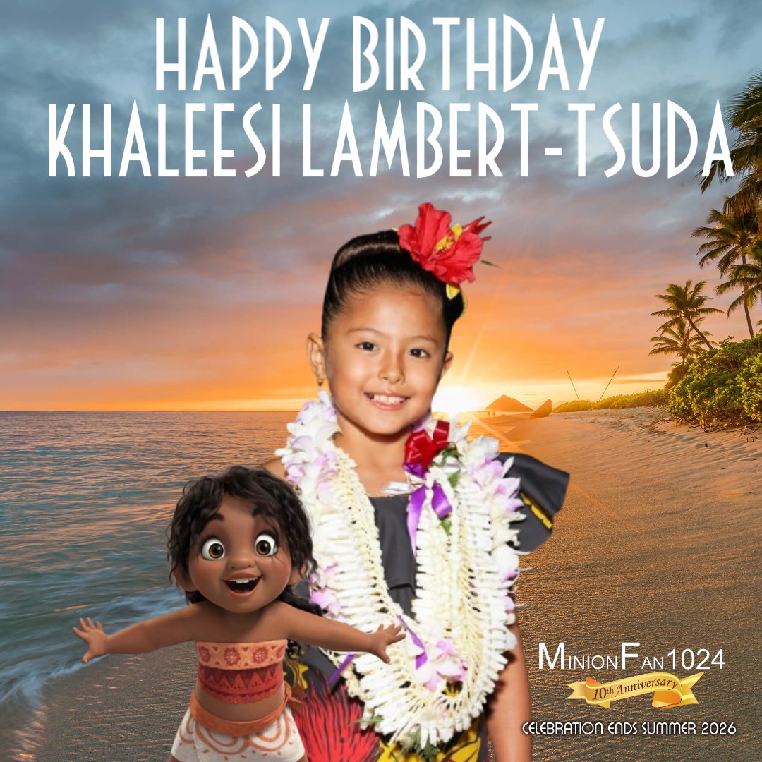 Happy official 10th birthday to the young actress who voices Moana's sweet and loving little sister Simea, Khaleesi Lambert-Tsuda! I enjoyed watching Moana 2 in theaters on the opening night almost two years ago.