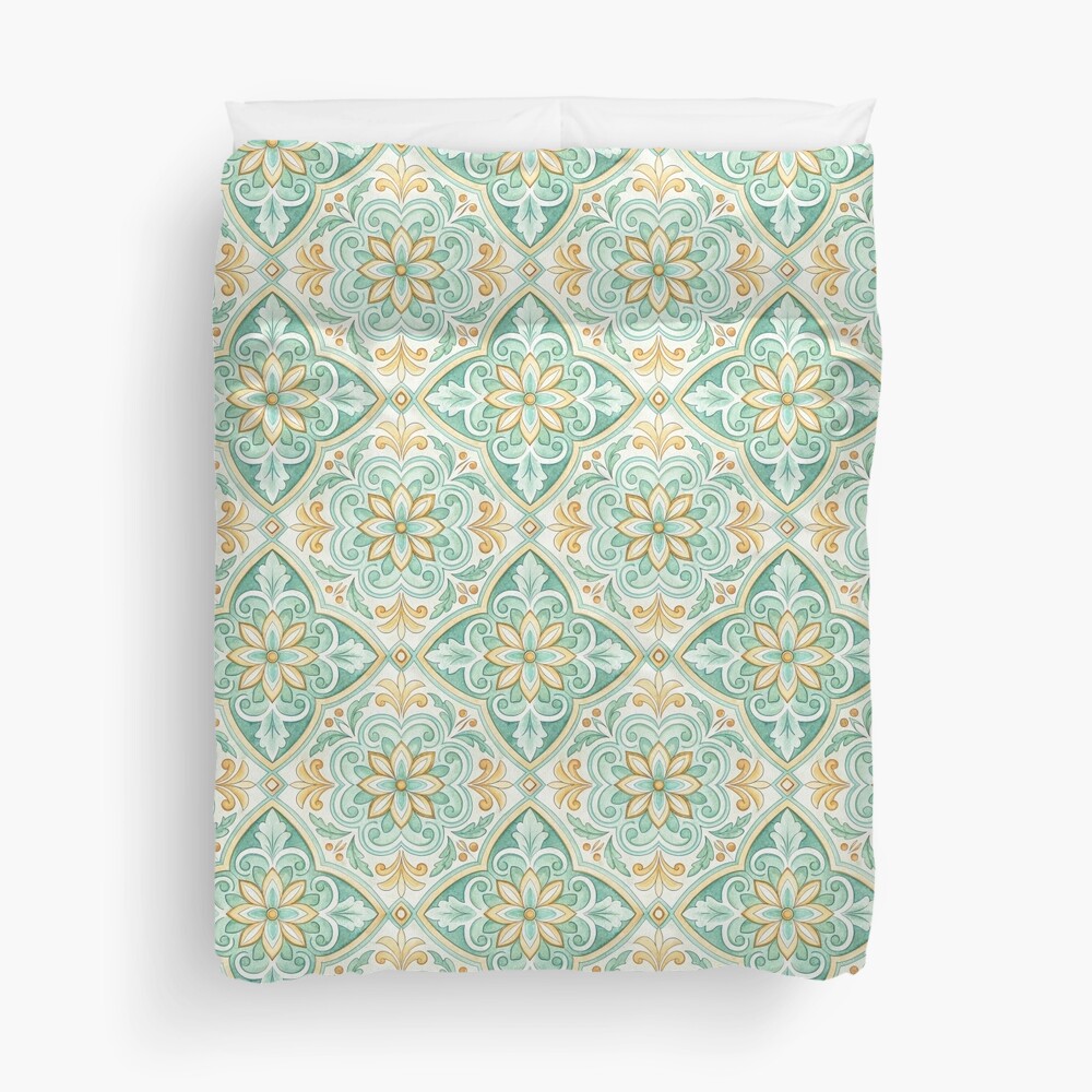 HurmerintaArt's tweet image. New for spring!
Ceramic Sicilian Tiles. Green Majolica Pattern. Vibrant colors and intricate design.
#duvetcover #showercurtain #blanket 
#artistmade #buyart 
redbubble.com/i/duvet-cover/…