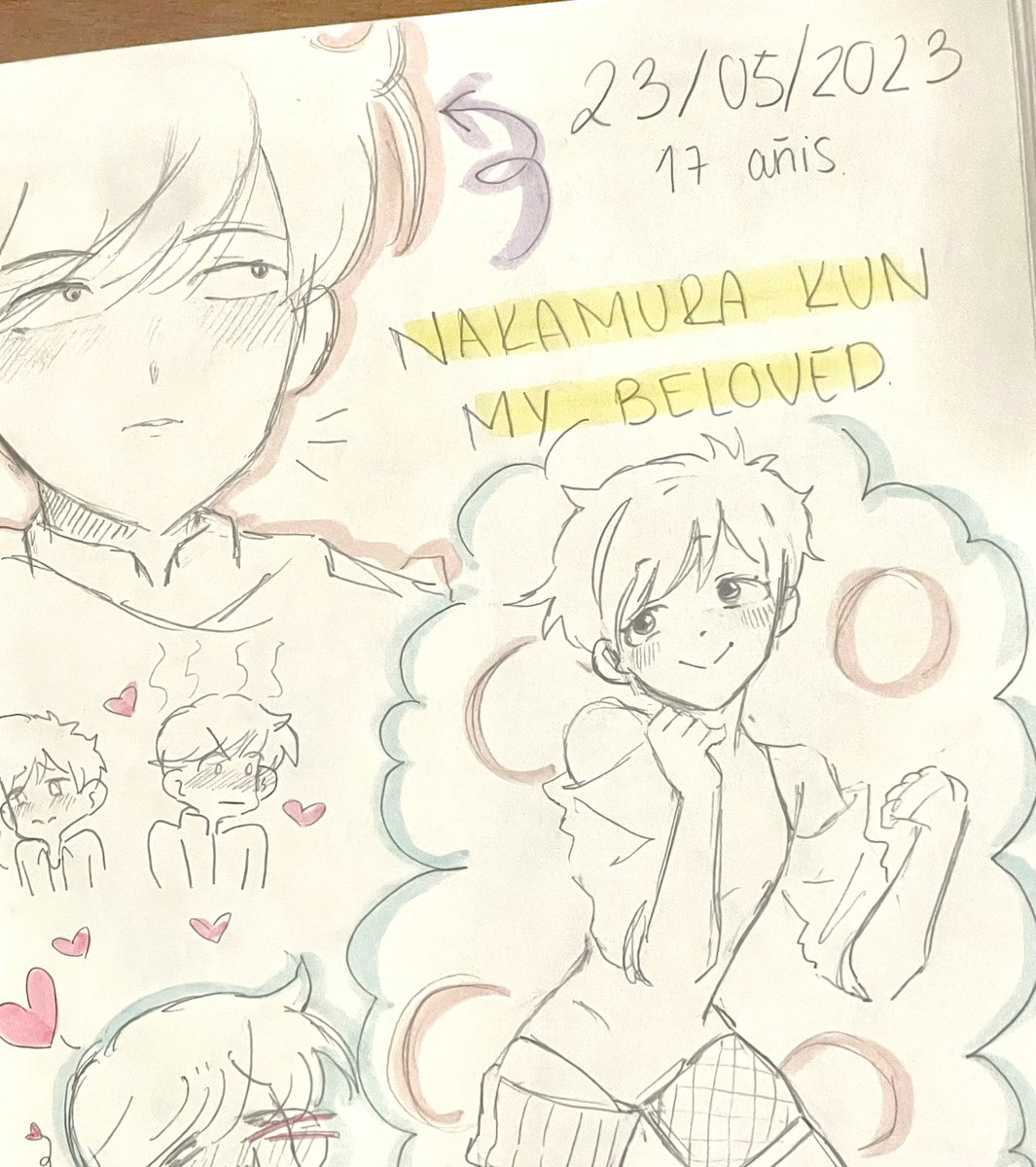 inkuu0's tweet photo. Ayo just found 2023 drawings of failure boy Nakamura🗣️🗣️  younger me was lowkey cooking  with twink Hirose #nakamura #goforitnakamura https://t.co/RRUi2OuHyW