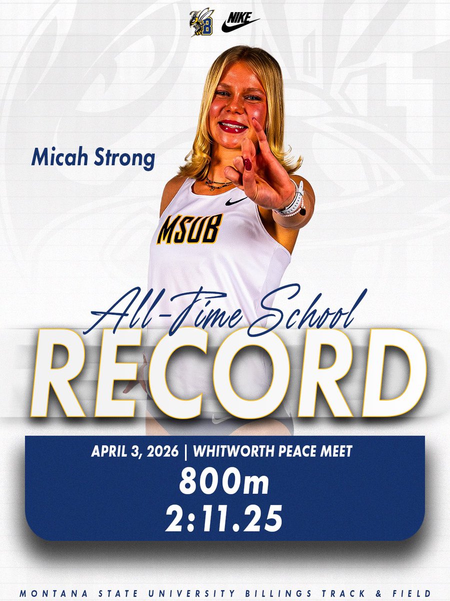 msubxctf's tweet photo. 𝐌𝐈𝐂𝐀𝐇 𝐒𝐓𝐑𝐎𝐍𝐆 🤯

Micah Strong not only broke her own school record in the 800m and finished first at the Whitworth Peace Meet, but also hit an NCAA Provisional Mark 👏

#msubsports | #msubtf https://t.co/bXX5t6x9s3