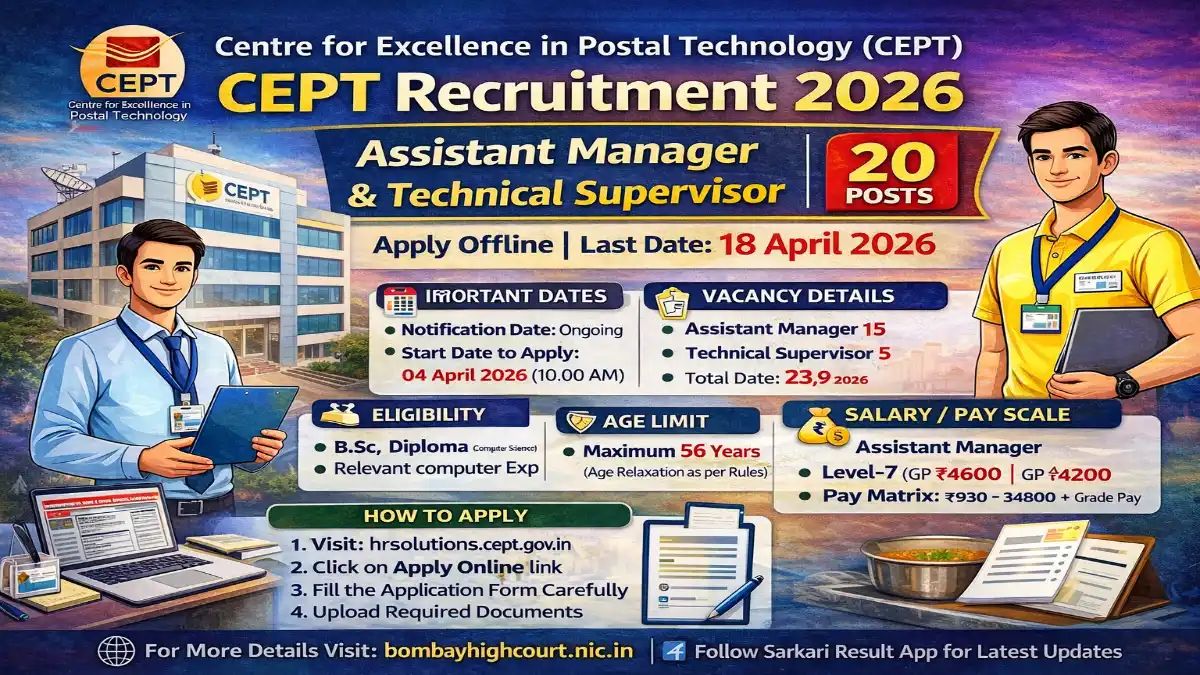 Sarkari_Result1's tweet image. #CEPT Recruitment 2026 – Apply Online 20 Assistant #Manager, #Supervisor Posts
@Sarkari_Result1 #SarkariResult

Click Below Link To Apply 👇
sarkariresult.app/cept-recruitme…