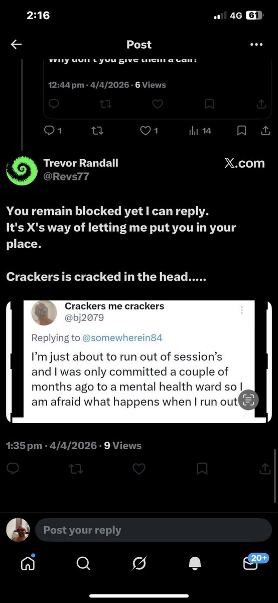 bj2079's tweet image. You had to lie about unblocking me that’s so funny 

Have fun in your imaginary Twitter Trevy lmao