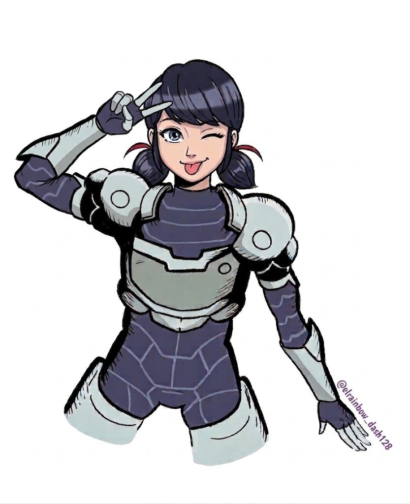 elrainbow128's tweet image. Feliz sábado a todos mi gente hermosa les paso a dejar este dibujo qué hice de Marinette como la diosa de tech jacket #techjacket #marinettedupaingcheng