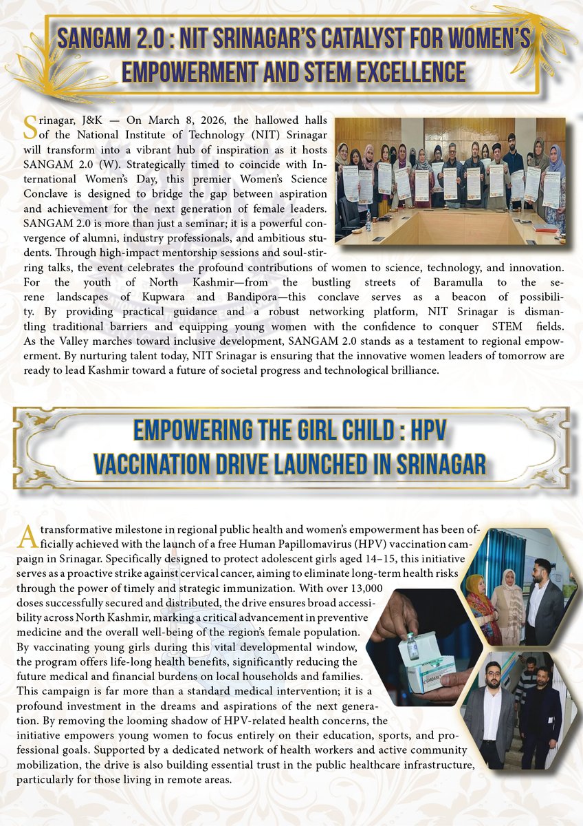konnect_kashmir's tweet photo. The March 2026 Ramzan special edition showcases Kashmir’s cultural revival, youth achievements, tourism expansion, scientific progress, and spiritual heritage capturing the region’s resilience, unity, innovation, and advancement in education, sports, and community development. https://t.co/vM7sdV3Cjr