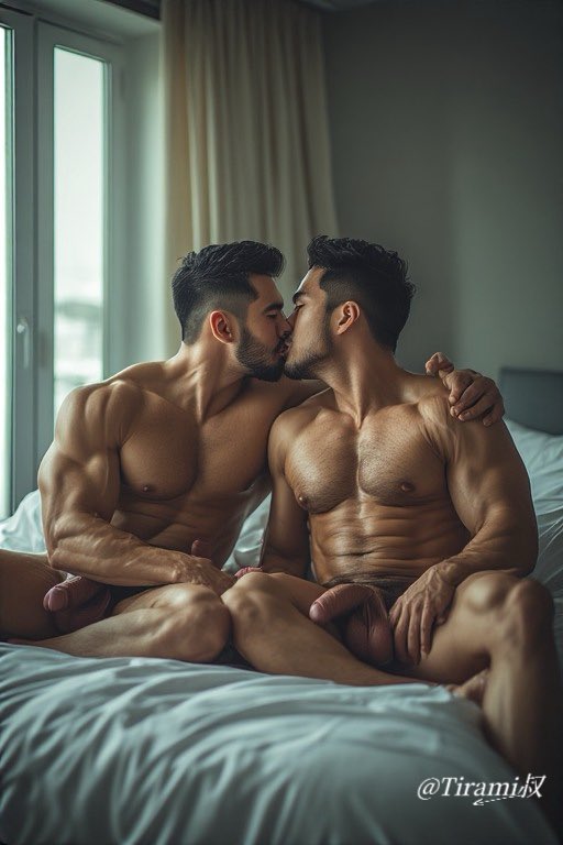 HEITER134's tweet photo. Morning kiss I #AIartgay #gaymuscle https://t.co/GTJ0re8gew