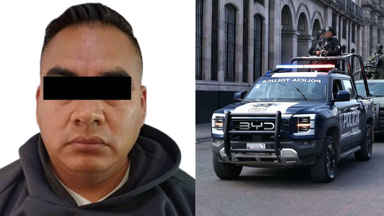 narcoblogger's tweet photo. GOLPE A LA CORRUPCIÓN POLICIAL EN EDOMÉX: En la "Operación Enjambre", detuvieron a Luis Gerardo “N”, policía de Toluca. El exagente se identificaba como miembro de la Familia Michoacana para extorsionar comerciantes. Además, brindaba vigilancia a una banda de robacasas que atacaba principalmente a adultos mayores. Podría alcanzar una pena de hasta 90 años de cárcel.